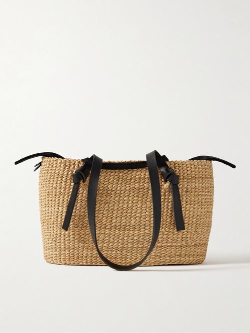 Zorro Leather-trimmed Woven Straw Tote
