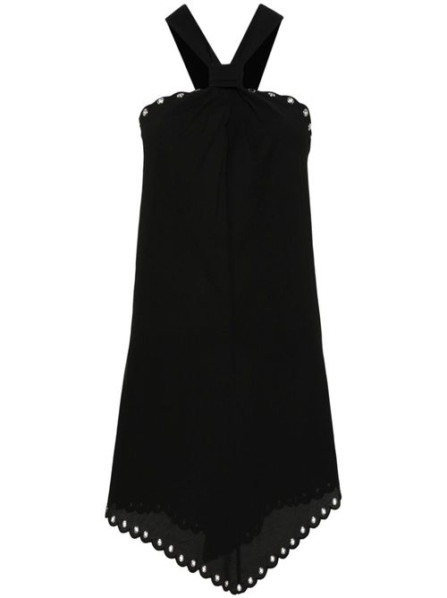 Halterneck scalloped mini dress - Black