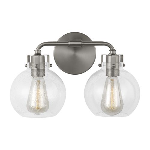Visual Comfort Studio Clara 2-Light Bathroom Vanity Light in Satin Nickel by Sean Lavin