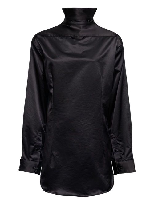 High-neck satin dress - Black
