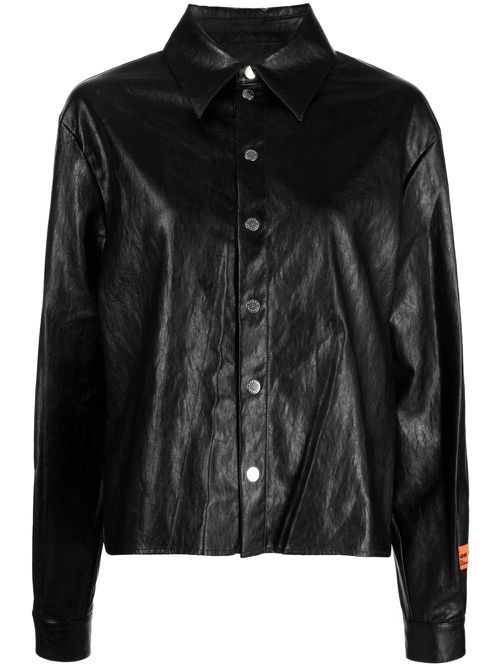 Shimmer-finish long-sleeve shirt - Black