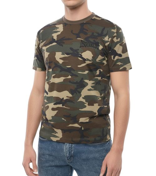 Green Camo Print T-Shirt