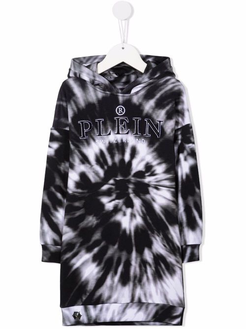 Tie-dye hooded dress - Black