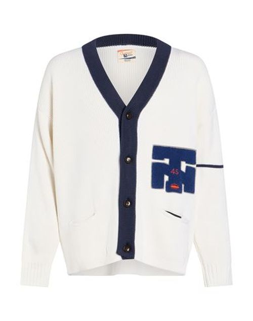 Index + Archives Man Cardigan Ivory Size M Merino Wool, Acrylic