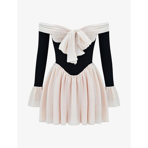 Womens Black & Cream Alana Off-the-shoulder Stretch-woven Mini Dress