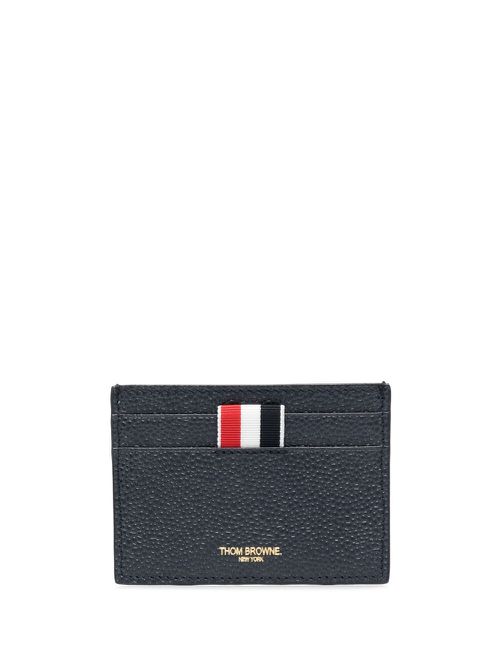 4-Bar stripe leather cardholder - 415 NAVY