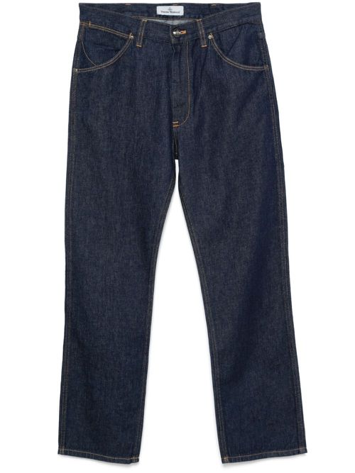 Embroidered straight jeans - Blue
