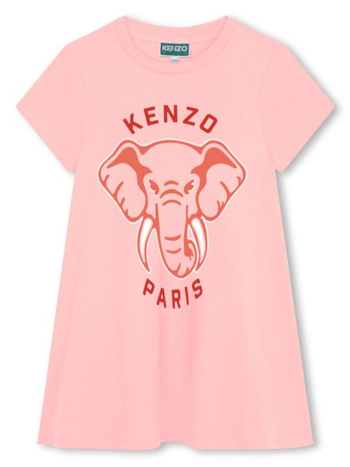 Logo-print cotton dress - Pink