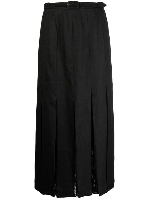Edith pleated linen skirt - Black