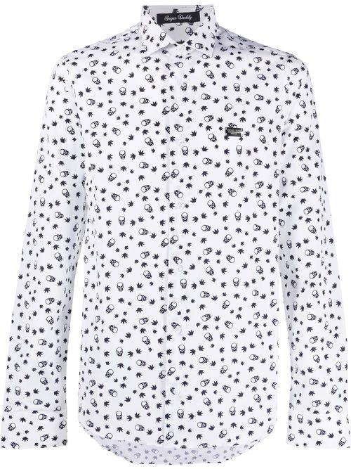 All-over skull-print shirt - White