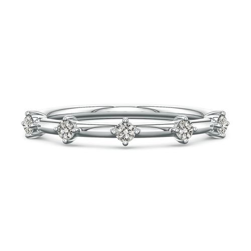 Angara 2 MM Round Diamond Five-Stone Station Ring in 18K White Gold