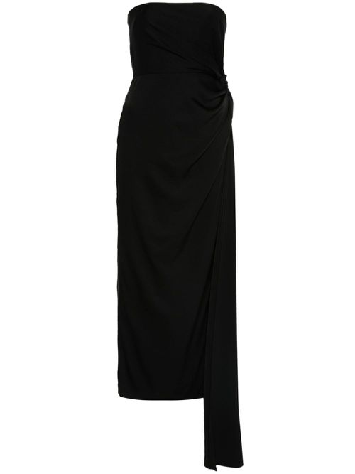 Twist-detail satin midi dress - Black