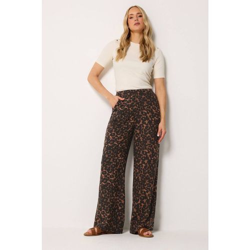 Long Tall Sally Women's Tall Leopard Print Wide Leg Trousers in Chocolate