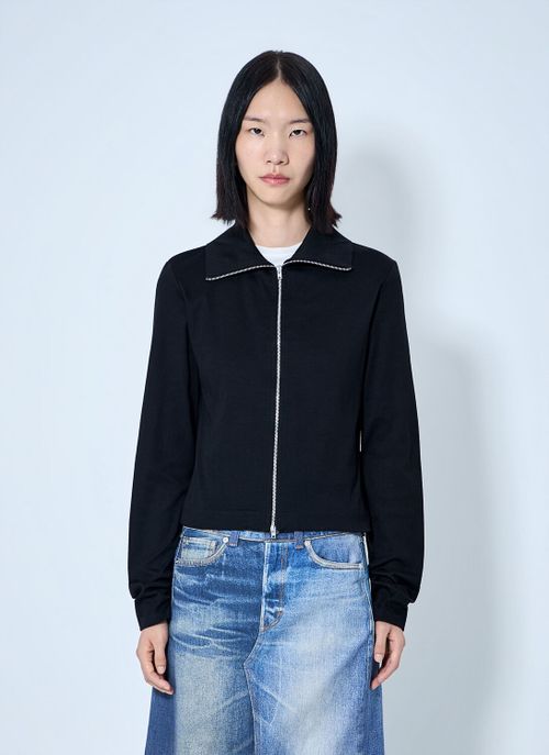 Slim Zip Longsleeve Top - Woman Knitwear Black Fr
