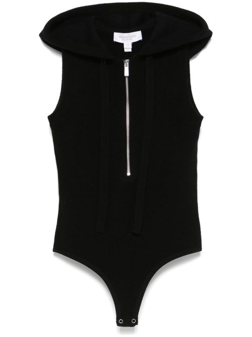 Zip-up hooded bodysuit - Black