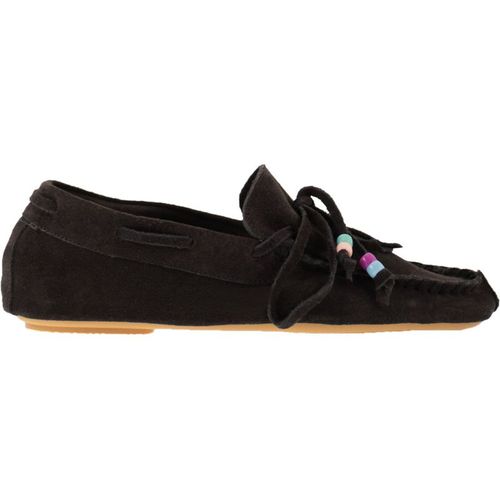 Anniel Suede Loafers With Fringes And Decorative Lace