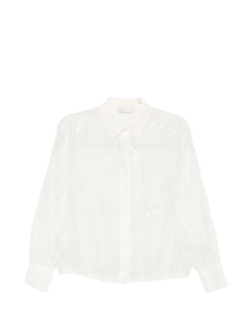 Sequin-Embroidered Shirt — Cream