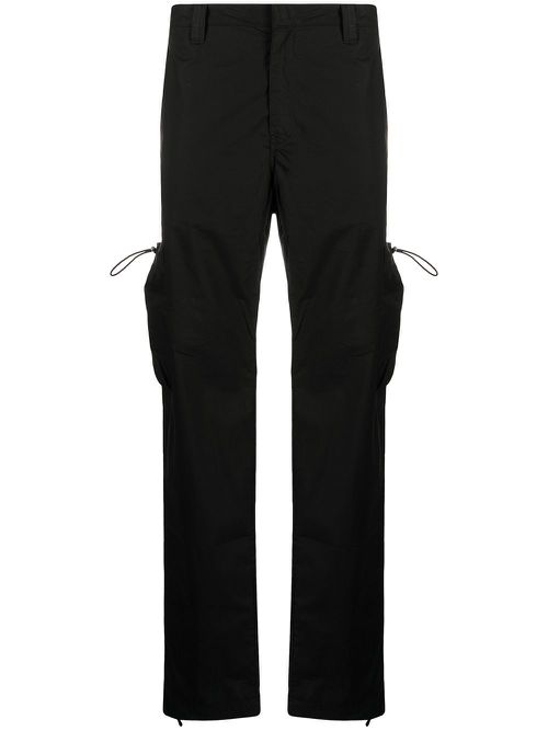 Logo embroidery cargo pants - 1001 BLACK WHITE