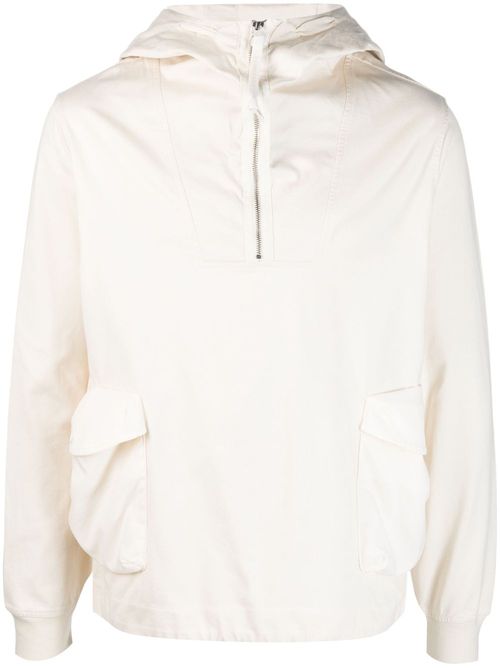 Goggles-detail cotton hoodie - Neutrals