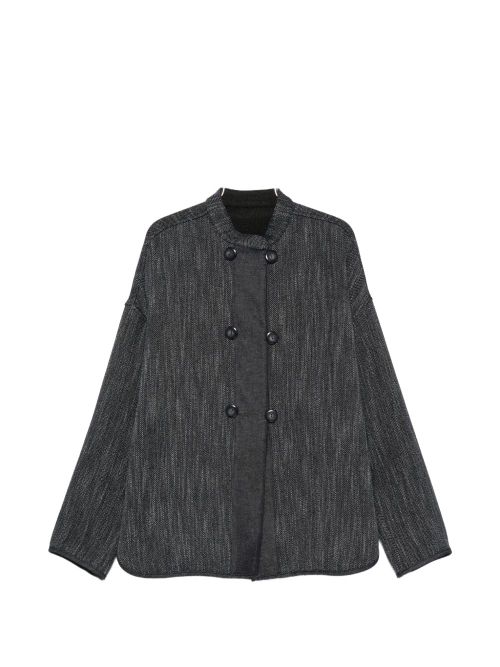 Herringbone Double-Breasted Jacket — Charcoal