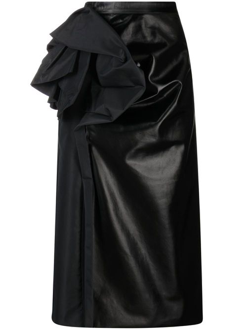 Appliqué-detail faux-leather skirt - Black