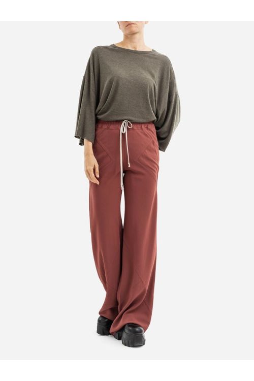 Drawcord Wide-Leg Trousers — Red
