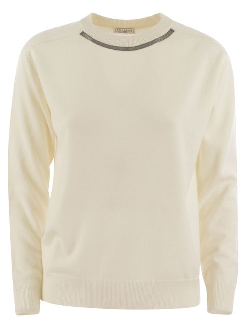 Cashmere Sweater With Neck Jewel