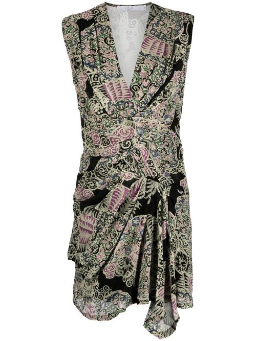Paisley-print sleeveless mini dress - Black