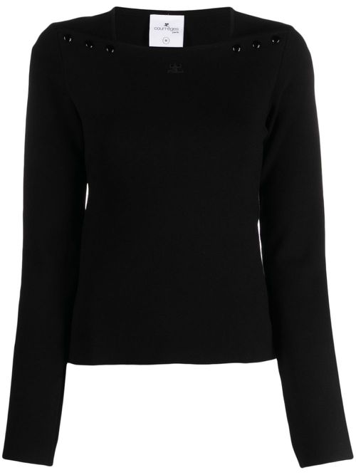 Logo-embroidered square-neck sweatshirt - Black