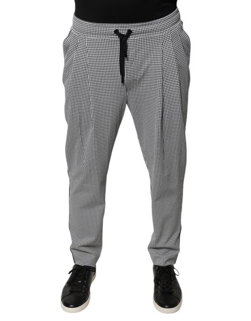 Houndstooth Nylon Trousers — Black