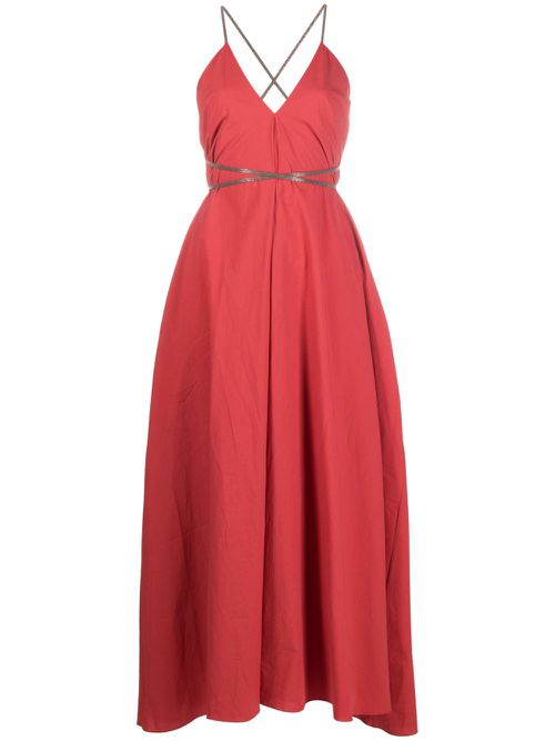 Open-back cotton maxi dress - C2995 RED
