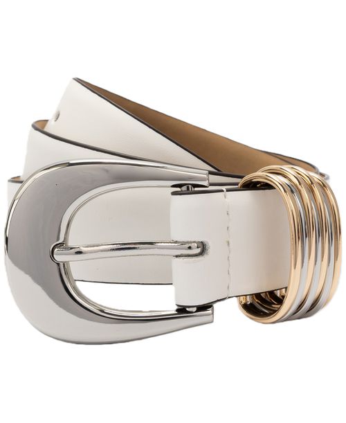 Michael Buckle Fastening Leather Belt - Optic White