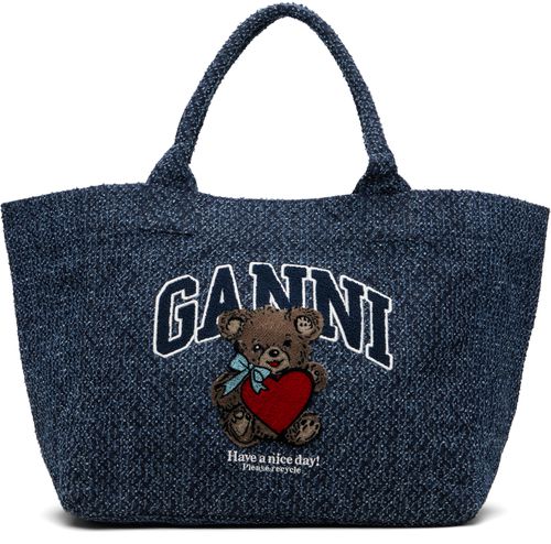 Navy Medium Trapeze Bear Denim Shopper Tote