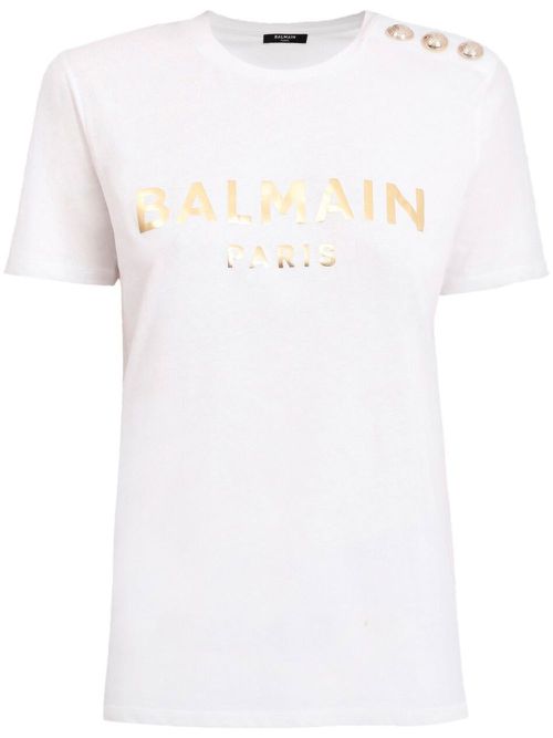 Metallic-logo T-shirt - White