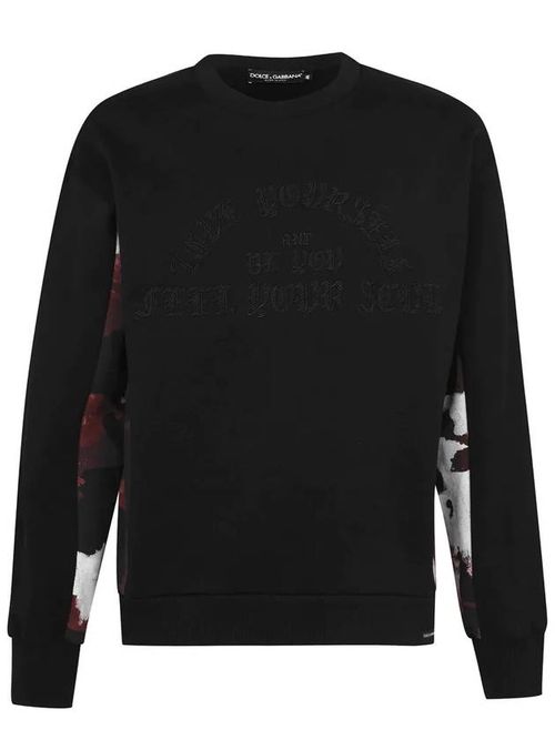 Contrasting panel cotton sweatshirt - Black