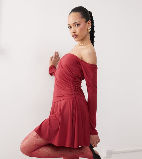 mistress rocks burgundy dress Dallas One Shoulder Mesh Maxi Dress - Burgundy main image 0