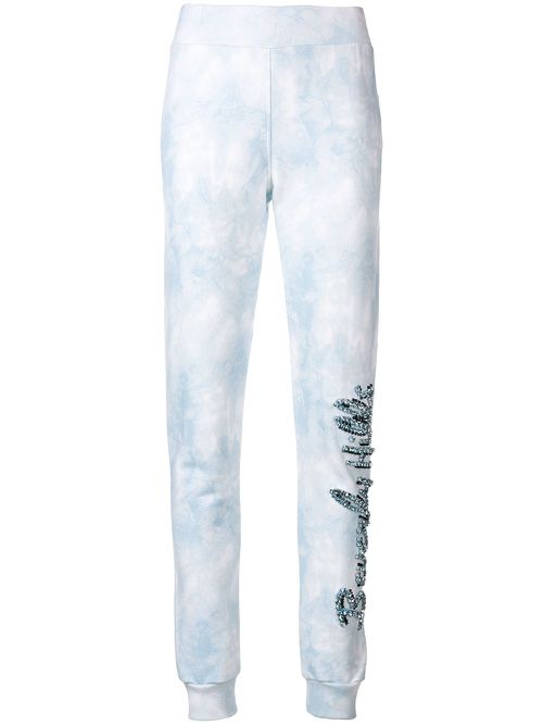 Beverly Hills crystal embellished track pants - Blue