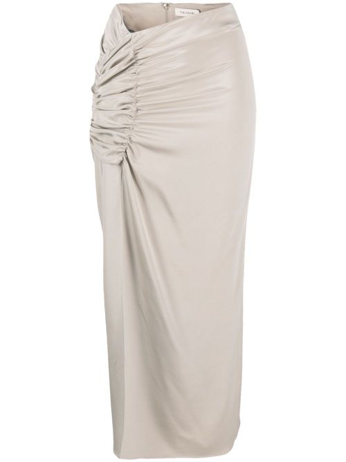 Asymmetric-design maxi skirt - Neutrals