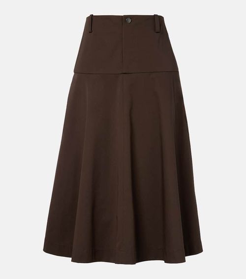 Cotton twill midi skirt
