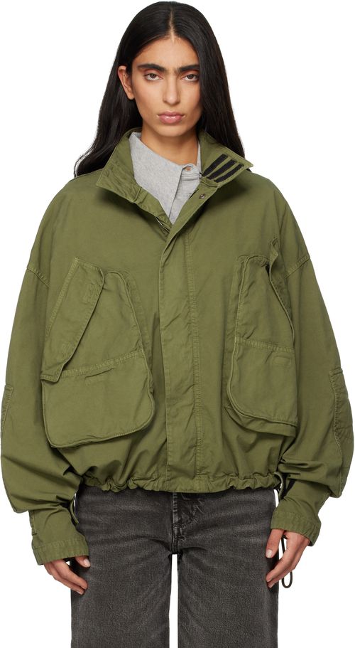 Green Overdyed Bomber Jacket