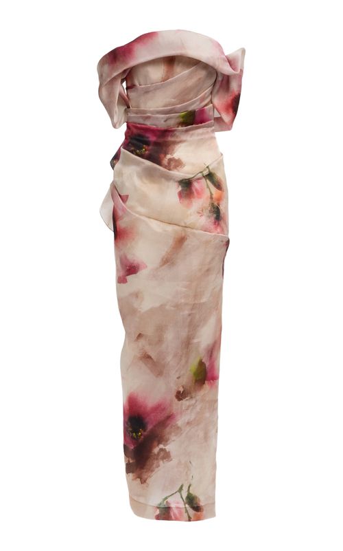 Printed Organza Maxi Dress - Moda Operandi