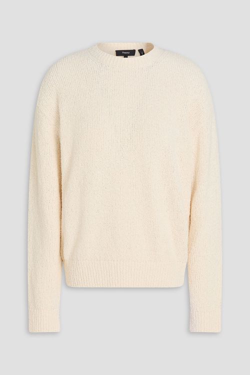 Bouclé-knit cotton-blend sweater - White - M