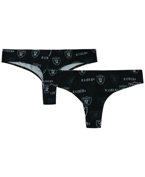 Women's Black Las Vegas Raiders Mosaic All Over Print Thong - Black