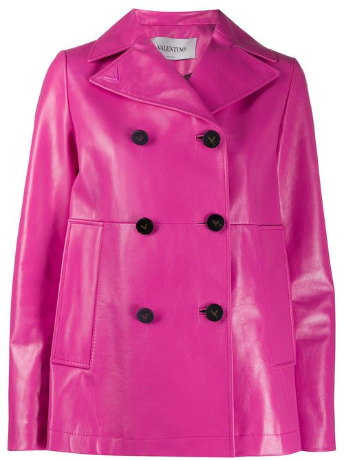 Valentino Garavani double-breasted leather jacket - Pink