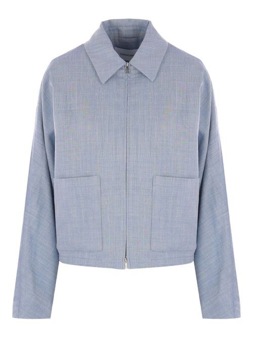 Ferragamo zip-up shirt jacket - Blue
