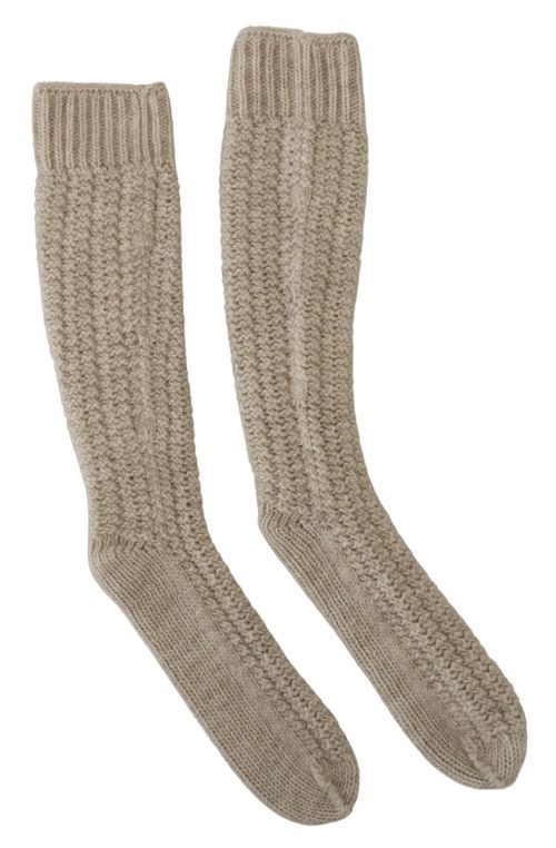Wool-Blend Knit Socks — Beige