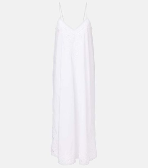Embroidered cotton poplin midi dress