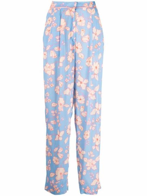 Floral-print straight-leg trousers