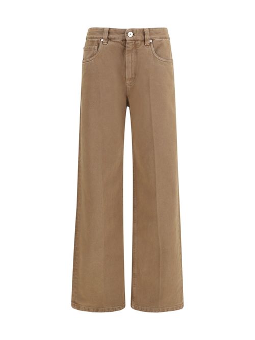 Straight-Leg Cotton Jeans — Beige