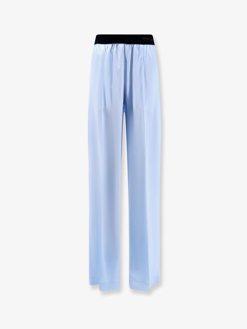 Stretch Satin Trousers — Blue